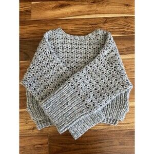 Vintage Handmade Crochet Women Oversize Grey Sequins Glitter Size Small